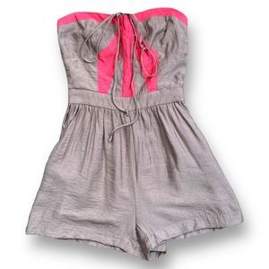 BCBG Generations Romper Strapless Corset Style Tan Barbie Pink Lightweight 4